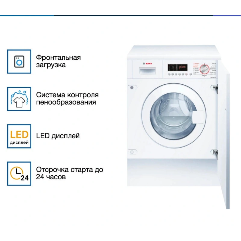 Встраиваемая стирально-сушильная машина Bosch WKD28543EU